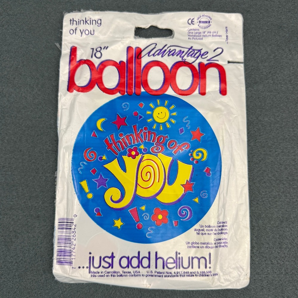 Thinking Of You 18" Mylar Balloon Vintage 90s CTI Advantage II Retro Uninflated